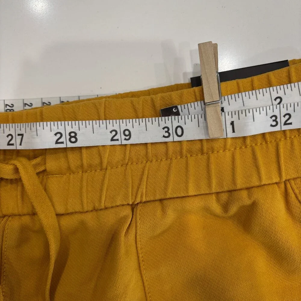XS Yellow Cotton Short Mid Rise 3.5 Inseam Soft Tie Moisture Wicking Trapunto - Picture 10 of 11